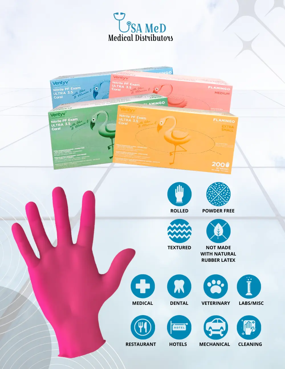 Nitrile Gloves With Aloe And Vitamin E Coating - Usamedical Distributors